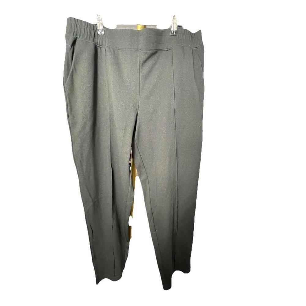 NWT Mondetta Pintuck Straight Leg Pant Black Recycled Fabric Elastic Waist XXL